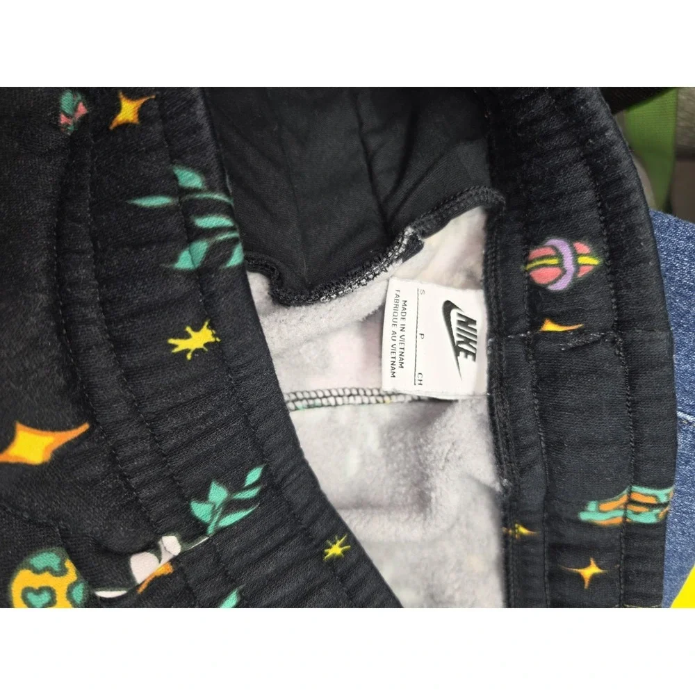 Nike Psychedelic  Alien Mushroom Outer Space Print Soft Joggers Black Sz Small